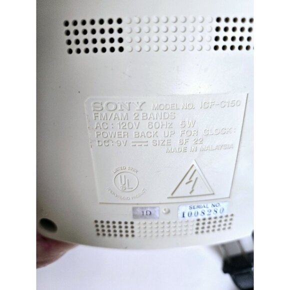 Vintage Sony ICF-C150 Digicube Ivory Alarm Clock AM/FM Radio Works Great - Picture 7 of 7